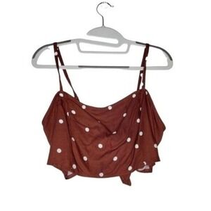Topshop Rust Brown Polka Dot Tie Back Crop Cami Top Size US 10